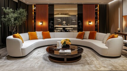 Sofa and furnishings in a contemporary living room