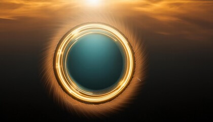 Poster - Radiant Gold Circle A Bright and Shimmering Design Element Infused with Light, Glow, and Fire Perfect for Wallpaper Inspiration