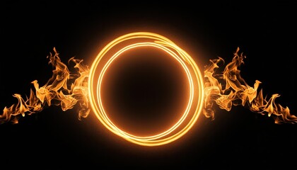 Poster - Radiant Gold Circle Design A Bright, Glowing Element Shining with Fire Wallpaper Image L