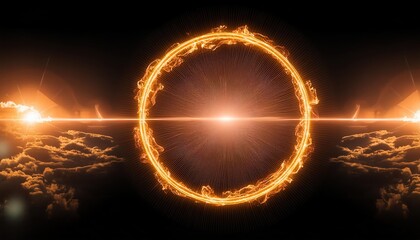 Poster - Radiant Gold Circle A Bright and Glowing Element of Design Capturing the Essence of Light, Shine, and Fire for Stunning Wallpaper Aesthetic