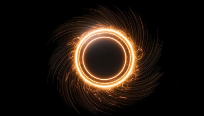 Poster - Radiant Gold Circle Design A Bright and Shimmering Element of Light and Fire Captivating Wallpaper for Your Creative Spaces