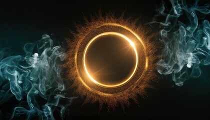 Poster - Radiant Gold Circle Design A Bright and Shimmering Element of Light and Fire for Your Wallpaper Collection