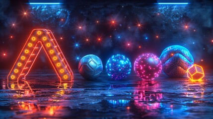 Poster - Produce a neon set of sports training symbols, including shimmering