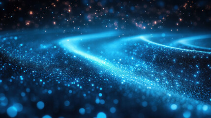 Poster - ethereal defocused blue light lines background with cosmic perspective pattern