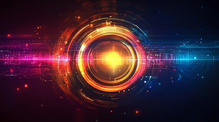 Aufkleber - Abstract glowing circle, technology background