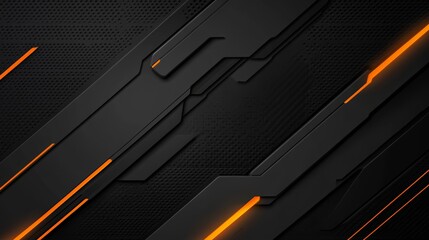 Poster - Abstract dark gray and orange tech background