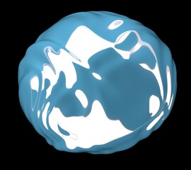 Poster - Abstract 3D illustration of a futuristic ball made of chrome glossy material on a dark background. Sphere with distortions and ripples.