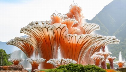 Poster - Explosive Elegance A Futuristic Abstract of Gushing Coral Fountains Frozen in Time, Capturing the Essence of Natures Beauty in a D Textured Delight