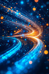 Wall Mural - A blue and orange abstract background with a spiral of light trails