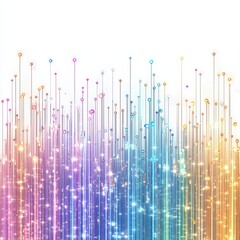 Poster - Vibrant abstract background with colorful light particles and lines, showcasing a modern digital design.