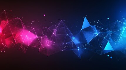 Poster - Abstract glowing polygonal background. Red and blue color scheme.
