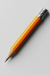 Poster - A yellow pencil on a white background. AI.