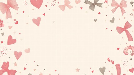Poster - Whimsical hand drawn Valentines Day design with space for personalized messages and creative expressions. Generative AI