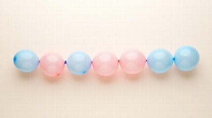 Poster - Colorful pink and blue balloons arranged in a row with ample space for text or branding below. Generative AI