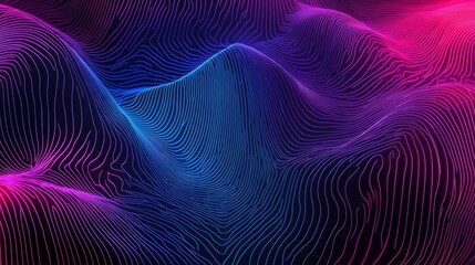 Poster - Abstract neon wave background.  Digital art, vibrant colors.