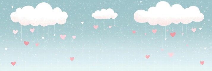Aufkleber - Whimsical Valentines Day design featuring hand drawn clouds and hearts with ample space for text or messages. Generative AI