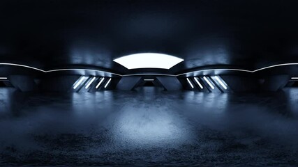 Poster - futuristic dark interior space with ambient lighting looping 360 panorama vr video