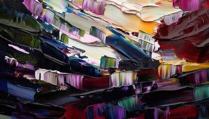 Poster - vibrant painterly texture abstract background with bold bright brushstrokes in contrasting colors fo