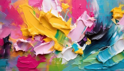 Poster - vibrant painterly texture abstract background bold bright brushstrokes in contrasting colors for dyn