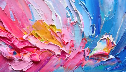 Poster - vibrant painterly texture abstract background with bold bright brushstrokes and contrasting colors f