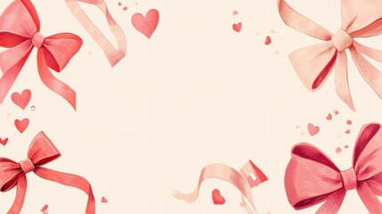 Aufkleber - Whimsical Valentines Day design featuring hand drawn hearts and bows with space for custom text and messages. Generative AI