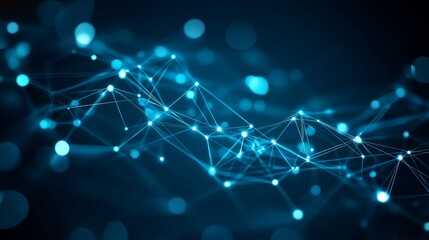 Leinwandbilder - Abstract blue glowing network connection background
