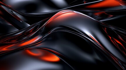 Poster - Abstract dark red and black liquid swirls
