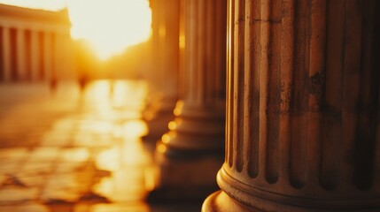 Poster - Elegant Columns Bathed in Warm Sunlight