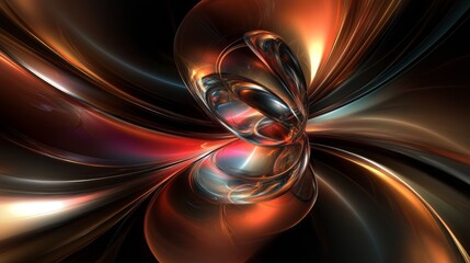 Poster - Abstract swirling metallic artwork.  Digital art, fractal design.