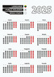 © boldg - Vector template calendar 2025 with number in circles, simple Lithuanian calendar for year 2025.