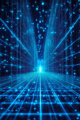 Wall Mural - A futuristic tunnel with blue lights in the middle of it