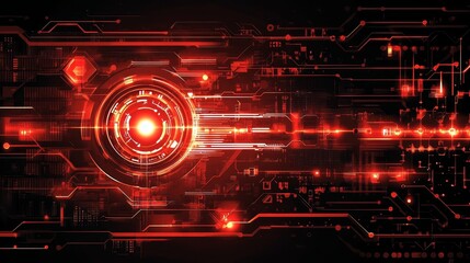 Poster - Abstract red technology background