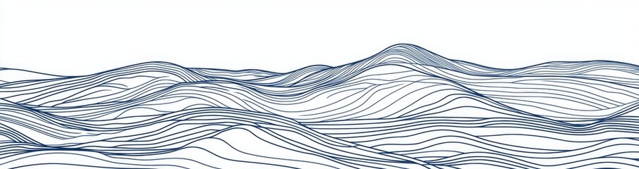 Poster - Black and white mountain line arts wallpaper, ideal for luxury landscape backgrounds, cover designs, invitations, packaging, fabric, and prints