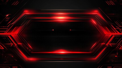 Aufkleber - Abstract red and black glowing hexagon frame