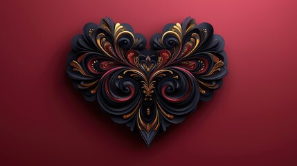 Poster - Artistic heart design digital art colorful patterns abstract environment close-up view love concept