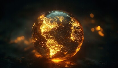 Wall Mural - glowing earth depicting global connections and environmental concepts in abstract format