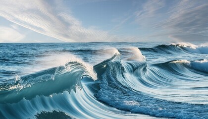 Poster - shimmering oceanic dreams an abstract futuristic d texture of waves frozen in time, capturing the es