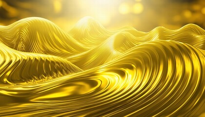Poster - Spectacular Abstract Glistening Golden Waves A Mesmerizing Visual Symphony of Liquid Gold and Solid Yellow Textures Capturing the Essence of Elegance and Opulence in Motion