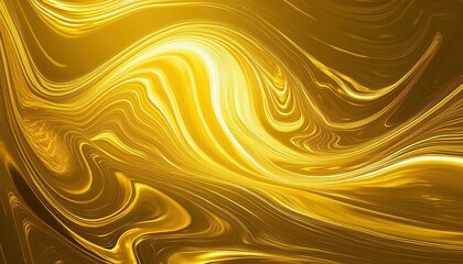 Poster - spectacular abstract glistening golden waves a mesmerizing dance of liquid gold and solid yellow hue