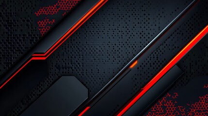 Poster - Abstract dark background with red and orange lines