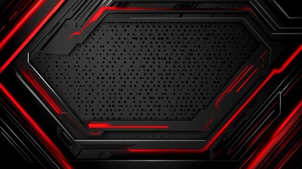 Poster - Abstract red and black tech background
