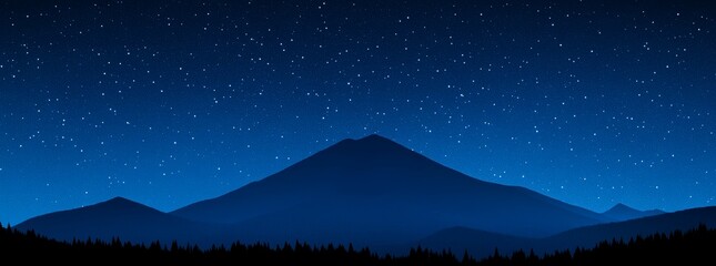 Wall Mural - [mountains enveloped in night, with a full moon and twinkling stars in the background]