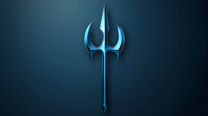 Stylized blue trident icon with sleek, modern design, symbolizing power, protection, and aquatic themes, isolated on a. Thalassic. Illustration