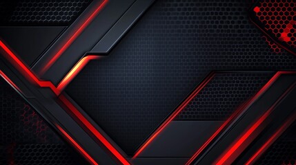 Fototapete - Abstract dark red and black tech background