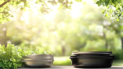 Poster - Outdoor Containers with Soft Light and Natural Background