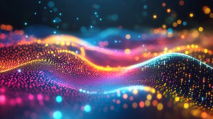 Leinwandbilder - Abstract colorful particle wave background.