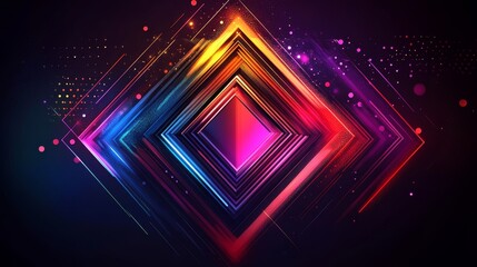 Aufkleber - Abstract colorful geometric design with vibrant colors and glowing effects.