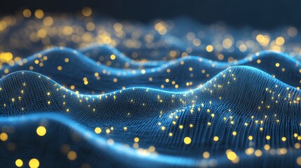 Leinwandbilder - Abstract digital wave background with glowing particles