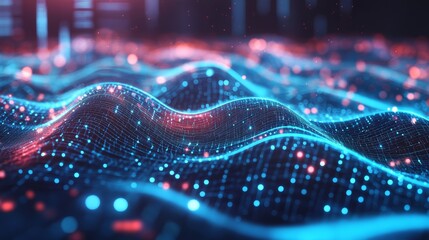 Leinwandbilder - Abstract digital data flow, glowing waves. AI, technology concept.