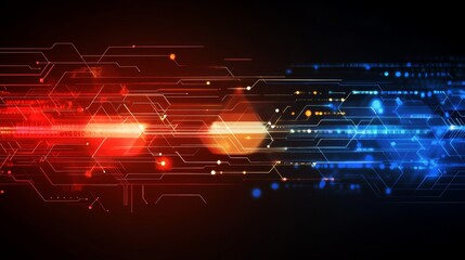 Leinwandbilder - Abstract technology background with red and blue light streaks.